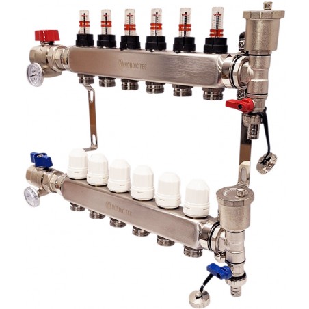 golvvärmefördelare 6 sektionner INOX Nordic Tec SE6