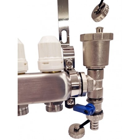 avluftningsventil för golvvärmefördelare
8 kretsar Nordic Tec INOX SE5