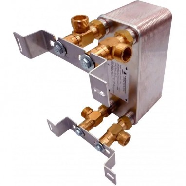 Plattvärmeväxlare för värmepumpar 16 kw med monteringssats Ba-32-80