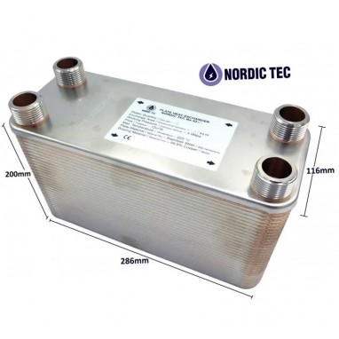 Platt-värmeväxlare Nordic Tec Ba-27-80 5/4" 450 kW