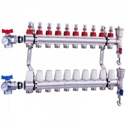 Värmefördelare NORDIC TEC med vinkelventiler 10 slingor