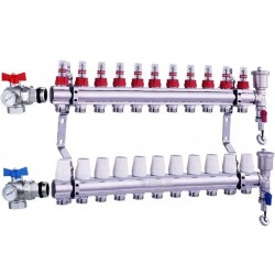 Värmefördelare NORDIC TEC med vinkelventiler 11 slingor