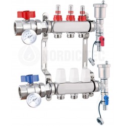 Rostfri värmefördelare Nordic Tec INOX 3 kretsar