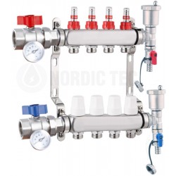 Rostfri värmefördelare Nordic Tec INOX 4 kretsar