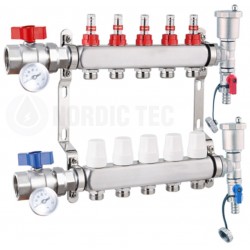 Rostfri värmefördelare Nordic Tec INOX 5 kretsar