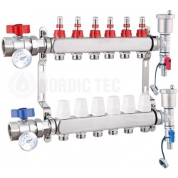 Rostfri värmefördelare Nordic Tec INOX 6 kretsar