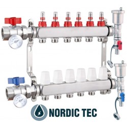 Rostfri värmefördelare Nordic Tec INOX 6 kretsar 2