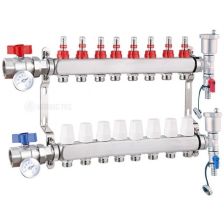 Rostfri värmefördelare Nordic Tec INOX 8 kretsar