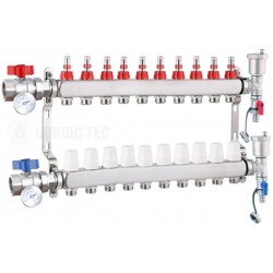 Rostfri värmefördelare Nordic Tec INOX 10 kretsar