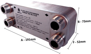 Värmeväxlare 20-plattad löddad i stål Nordic Tec Ba-12-20
