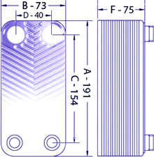 Värmeväxlarens dimensioner Ba-12-30