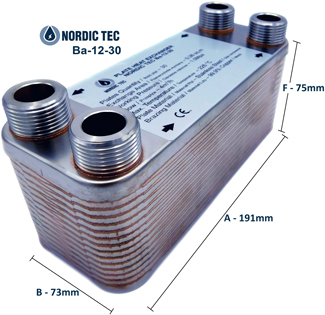 Plattvärmeväxlare för centralvärme Nordic Tec Ba-12-30