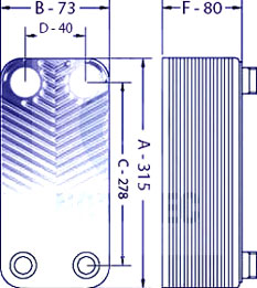 Dimensioner - värmeväxlare Nordic Tec Ba-23-30