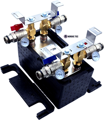 sats med plattvärmeväxlare med ventiler och termometrar BA-32-60 Nordic Tec SE6