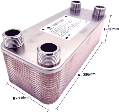 Värmeväxlare 1 tum - Nordic Tec Ba-32-30 - 4x 1", 30 plattor