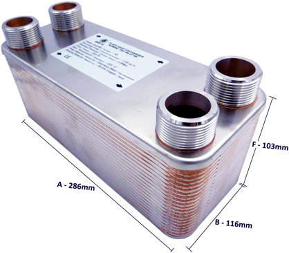 Plattvärmeväxlare med 40 plattor 1 1/4" Ba-27-40