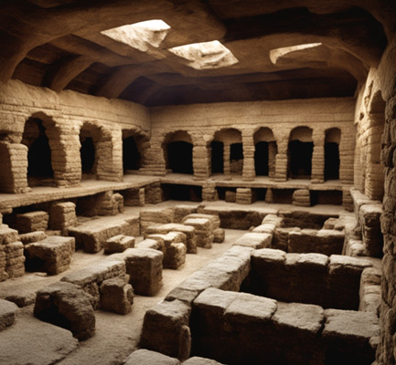 Ruiner av ett hus med spår av hypocaust under golvet